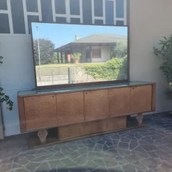 Vintage Art Deco Sideboard aus Thuja Wurzel- & Ahornholz mit Spiegel, 1940er