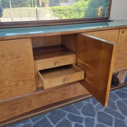 Vintage Art Deco Sideboard aus Thuja Wurzel- & Ahornholz mit Spiegel, 1940er