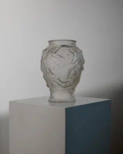 Vintage Art Deco Vase aus gepresstem Glas von Josef Inwald, Tschechoslowakei, 1930er