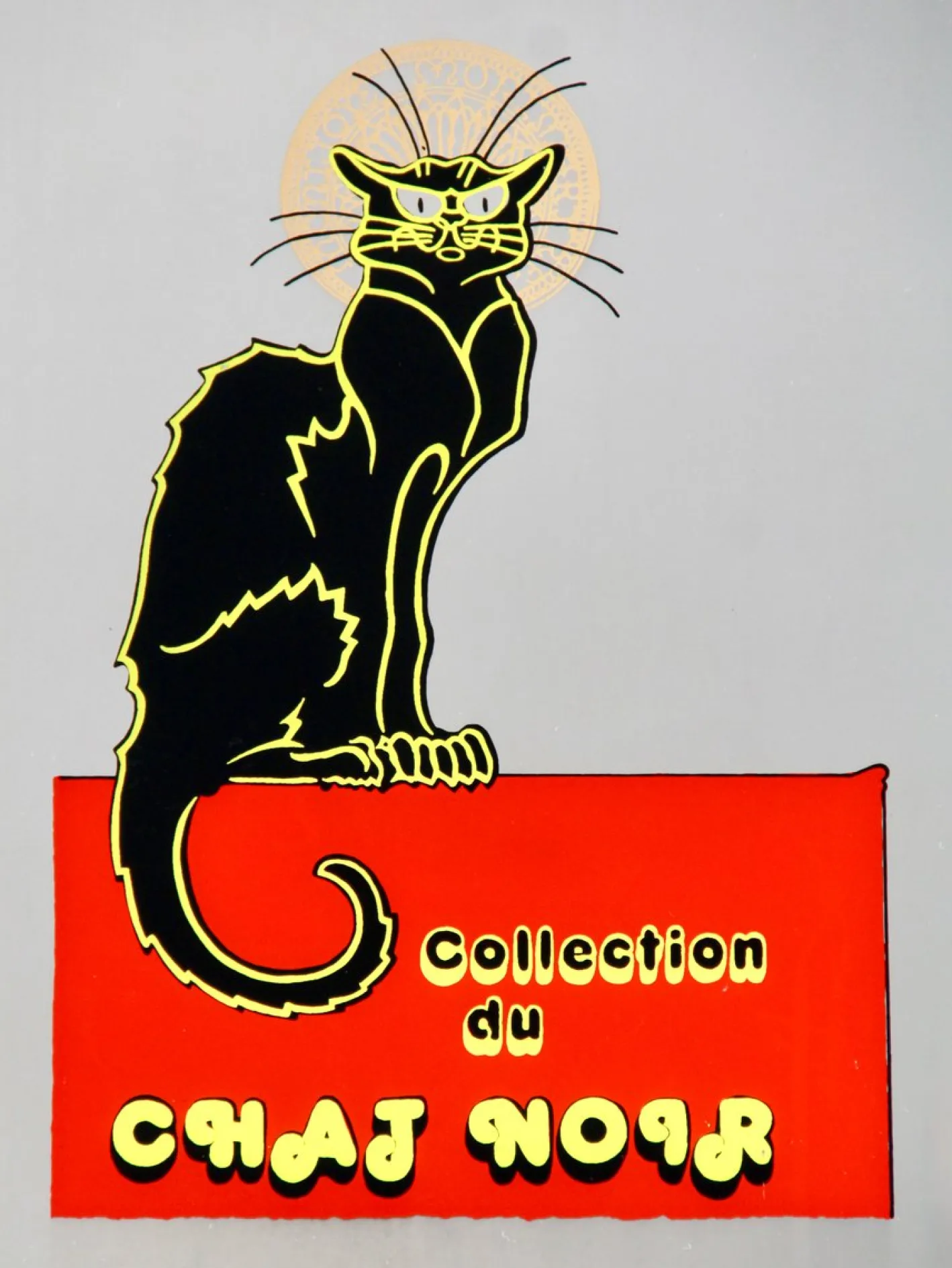 Vintage Art Deco Werbespiegel Chat Noir, 1960er