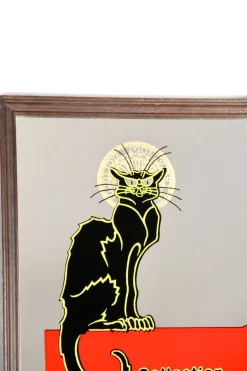 Vintage Art Deco Werbespiegel Chat Noir, 1960er