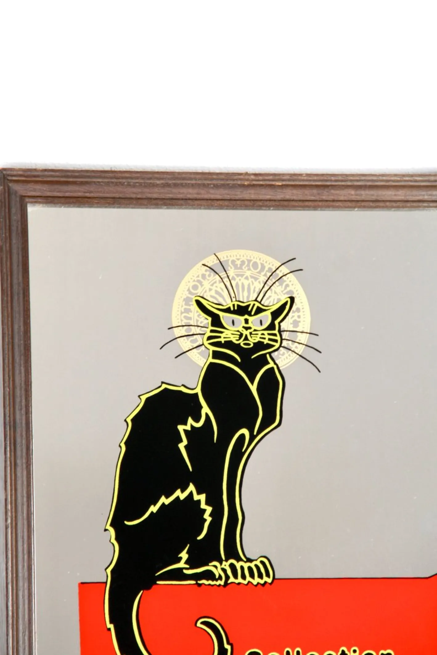 Vintage Art Deco Werbespiegel Chat Noir, 1960er