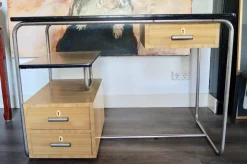 Vintage Bauhaus Furnier Schreibtisch im Stil von Breuer, Deutschland, 1955