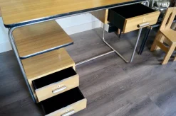 Vintage Bauhaus Furnier Schreibtisch im Stil von Breuer, Deutschland, 1955