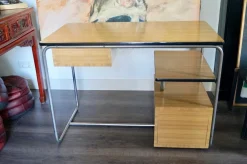 Vintage Bauhaus Furnier Schreibtisch im Stil von Breuer, Deutschland, 1955