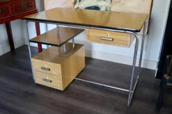 Vintage Bauhaus Furnier Schreibtisch im Stil von Breuer, Deutschland, 1955