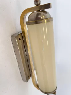 Vintage Bauhaus Wandlampe aus Chrom & Glas, 1930er