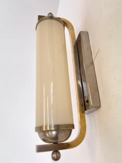 Vintage Bauhaus Wandlampe aus Chrom & Glas, 1930er