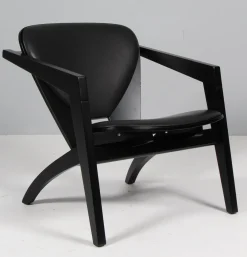 Vintage Butterfly Sessel aus Schwarzer Buche und Vollnarbenleder von Hans J. Wegner für Getama, 2000er