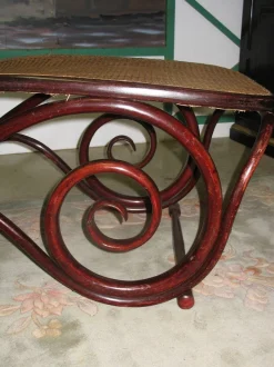 Vintage Chaiselongue aus Buche, Mahagoni & Rohrgeflecht von Thonet