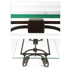 Vintage Couchtisch aus Eisen mit Glasplatte