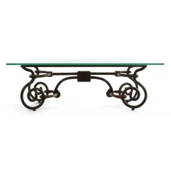 Vintage Couchtisch aus Eisen mit Glasplatte