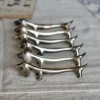 Vintage Dackel Messerablagen aus patiniertem Silbermetall, 1970er, 6er Set