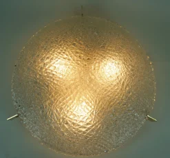 Vintage Deckenlampe aus Eisglas mit Reliefoberfläche von Kaiser-Leuchten, 1960er