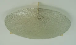 Vintage Deckenlampe aus Eisglas mit Reliefoberfläche von Kaiser-Leuchten, 1960er