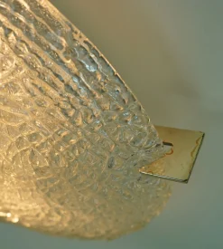 Vintage Deckenlampe aus Eisglas mit Reliefoberfläche von Kaiser-Leuchten, 1960er