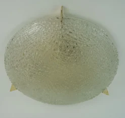 Vintage Deckenlampe aus Eisglas mit Reliefoberfläche von Kaiser-Leuchten, 1960er