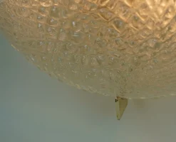Vintage Deckenlampe aus Eisglas mit Reliefoberfläche von Kaiser-Leuchten, 1960er