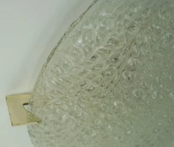 Vintage Deckenlampe aus Eisglas mit Reliefoberfläche von Kaiser-Leuchten, 1960er