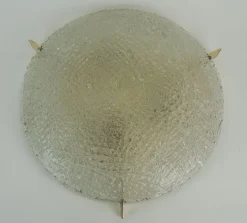 Vintage Deckenlampe aus Eisglas mit Reliefoberfläche von Kaiser-Leuchten, 1960er