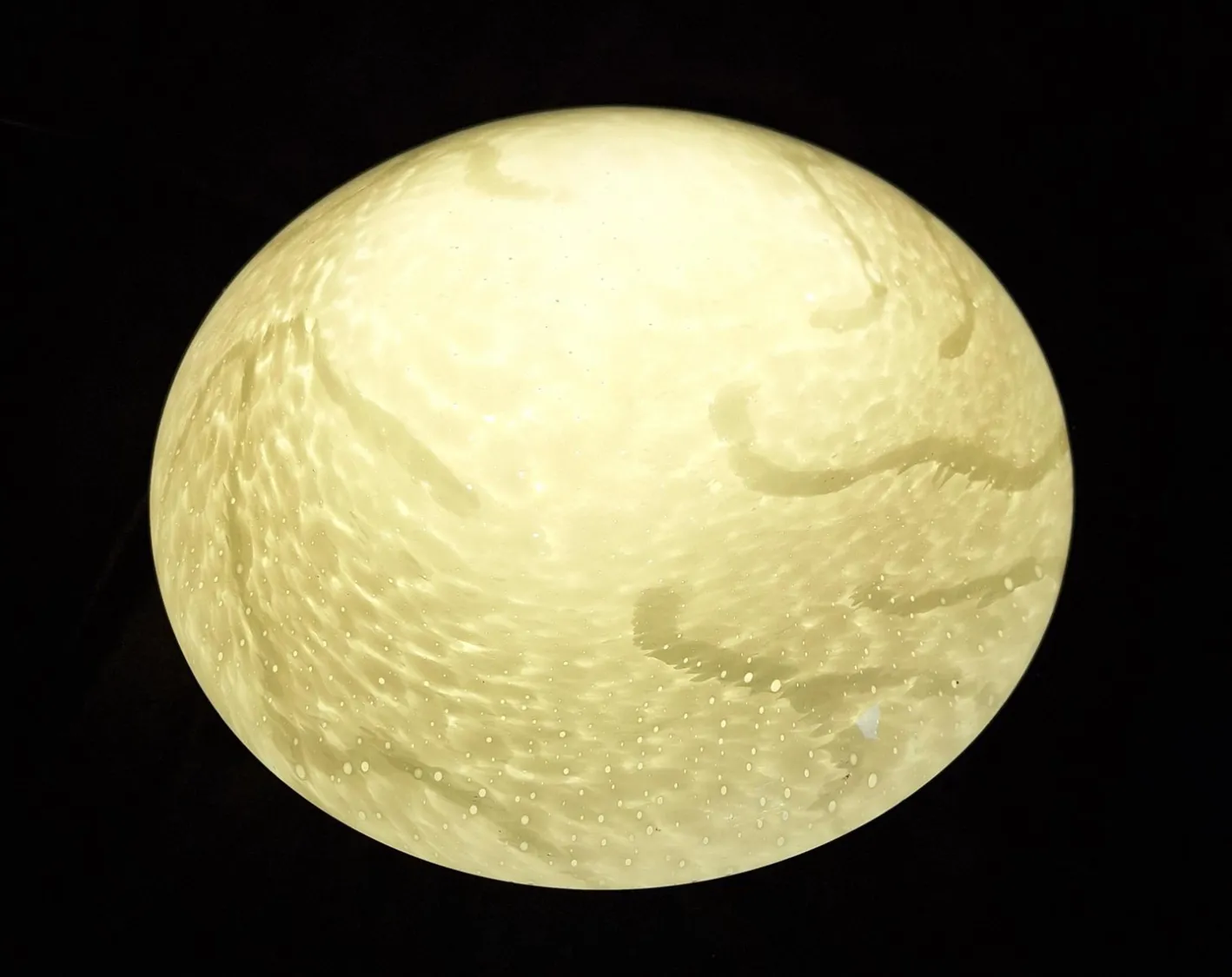Vintage Deckenlampe mit weiß marmoriertem Glasschirm, 1980er