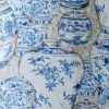 Vintage Delft Tischlampe in weißer Keramik mit New Ginger Jar Chinoiserie Schirm in Blau & Weiß