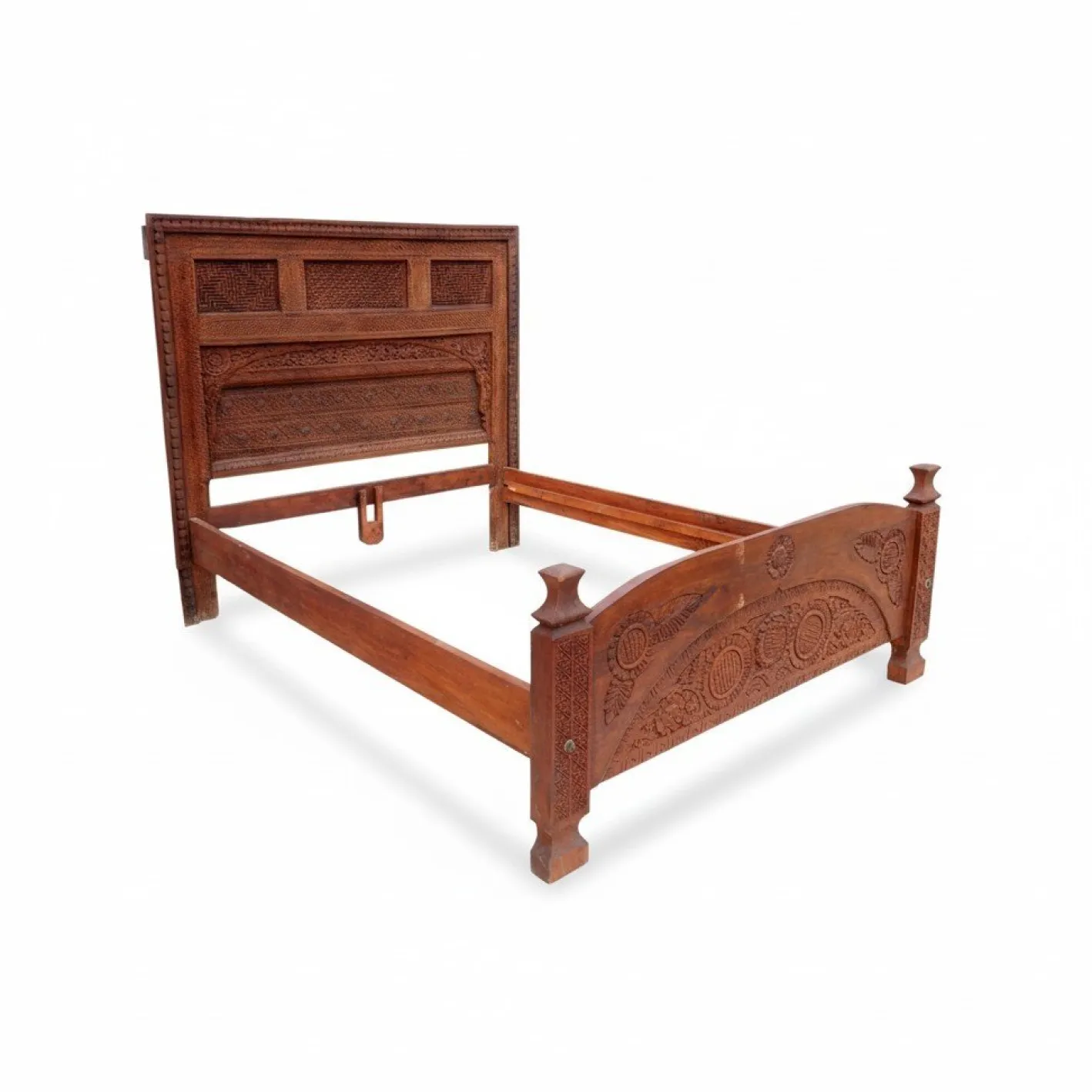 Vintage Doppelbett aus Zedernholz, Swat-Tal, Pakistan