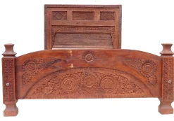 Vintage Doppelbett aus Zedernholz, Swat-Tal, Pakistan