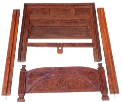 Vintage Doppelbett aus Zedernholz, Swat-Tal, Pakistan