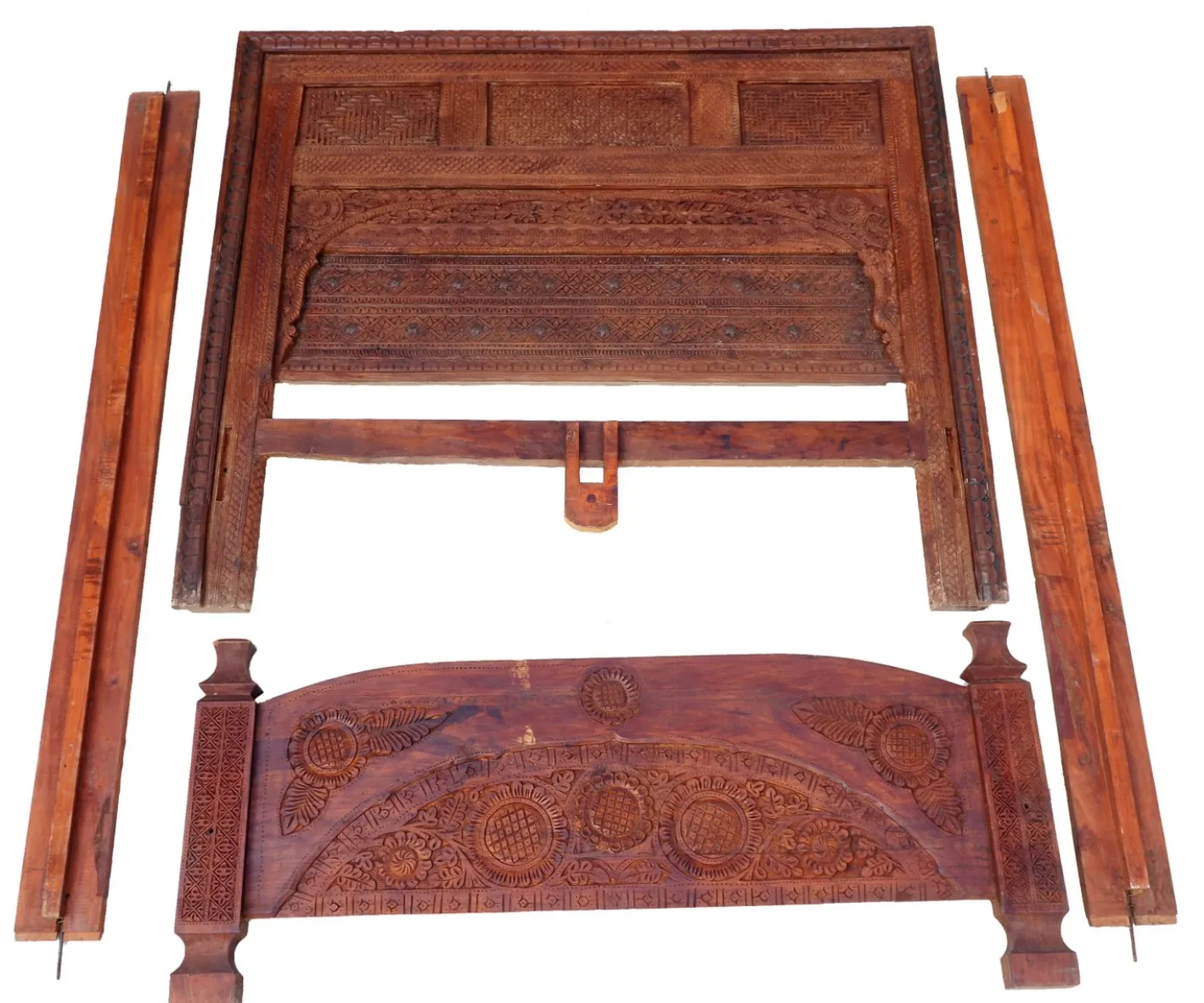 Vintage Doppelbett aus Zedernholz, Swat-Tal, Pakistan