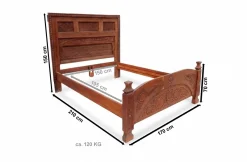 Vintage Doppelbett aus Zedernholz, Swat-Tal, Pakistan