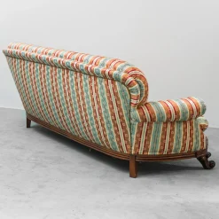 Vintage Drei-Sitzer Sofa aus Bunt Gestreiftem Stoff, 1950er