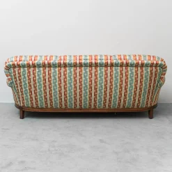Vintage Drei-Sitzer Sofa aus Bunt Gestreiftem Stoff, 1950er