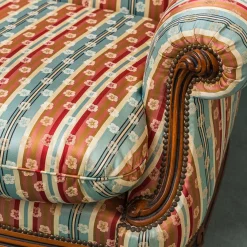 Vintage Drei-Sitzer Sofa aus Bunt Gestreiftem Stoff, 1950er