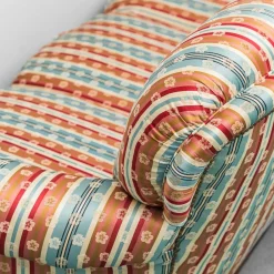 Vintage Drei-Sitzer Sofa aus Bunt Gestreiftem Stoff, 1950er