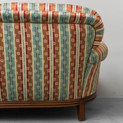 Vintage Drei-Sitzer Sofa aus Bunt Gestreiftem Stoff, 1950er
