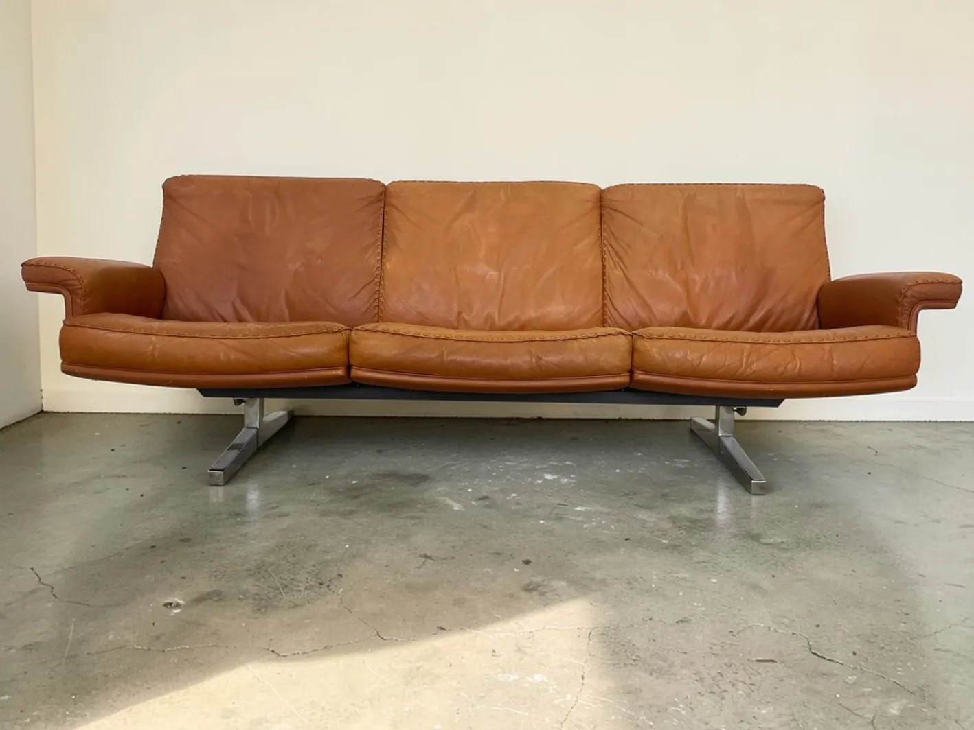 Vintage DS-31 Drei-Sitzer Sofa aus Cognacfarbenem Leder von de Sede, 1970er