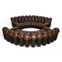 Vintage DS-600 Snake Ledersofas von de Sede, 1970, 2er Set