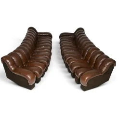 Vintage DS-600 Snake Ledersofas von de Sede, 1970, 2er Set