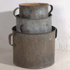 Vintage Eimer aus Metall, 1920, 3er Set