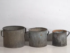 Vintage Eimer aus Metall, 1920, 3er Set