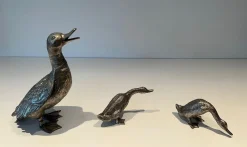Vintage Enten aus versilberter Bronze, 1970er, 3er Set