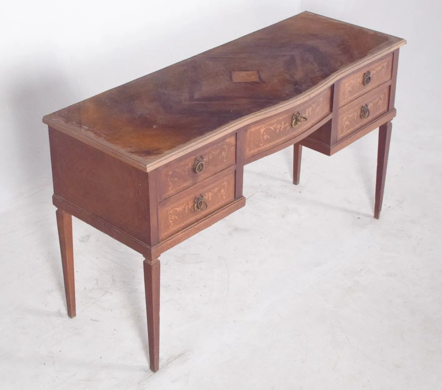 Vintage Frisiertisch aus Holz mit Intarsien, 1920er