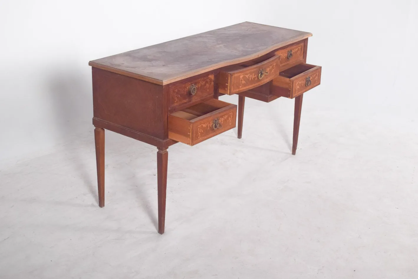 Vintage Frisiertisch aus Holz mit Intarsien, 1920er