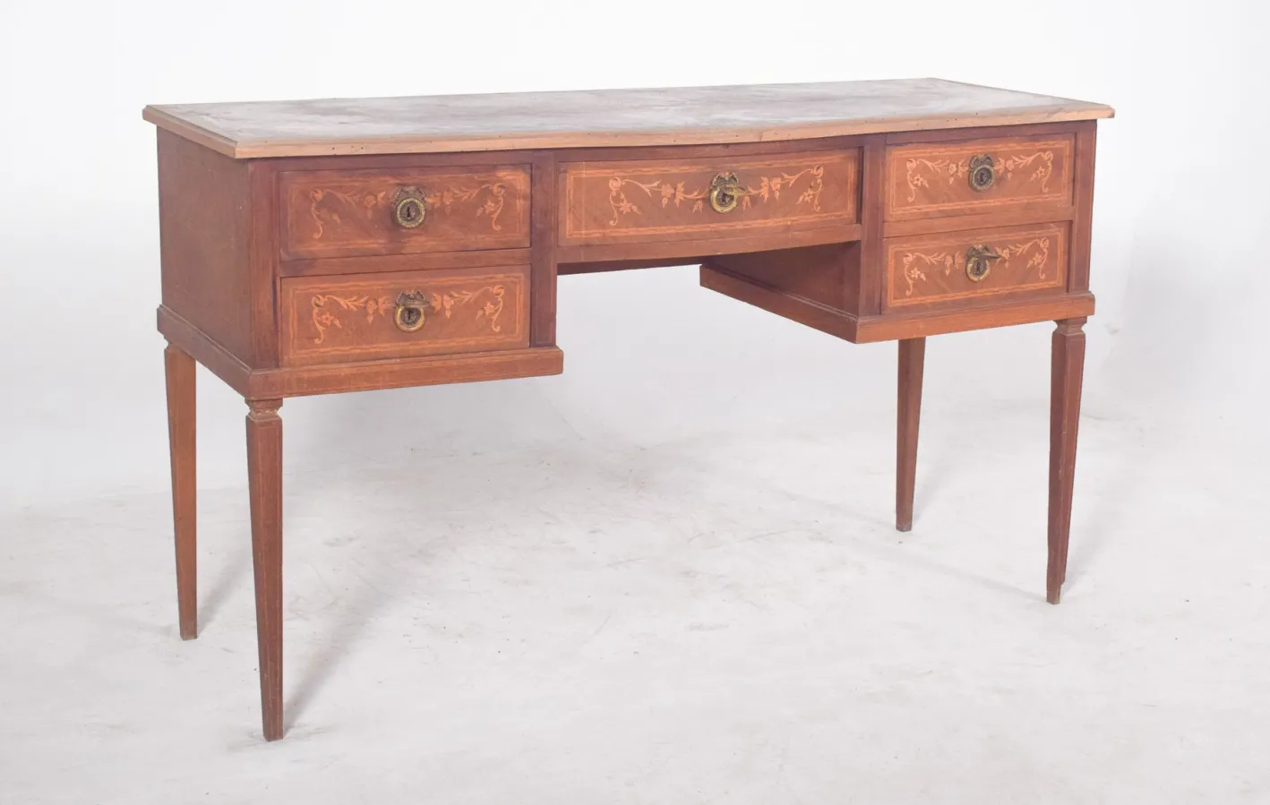 Vintage Frisiertisch aus Holz mit Intarsien, 1920er