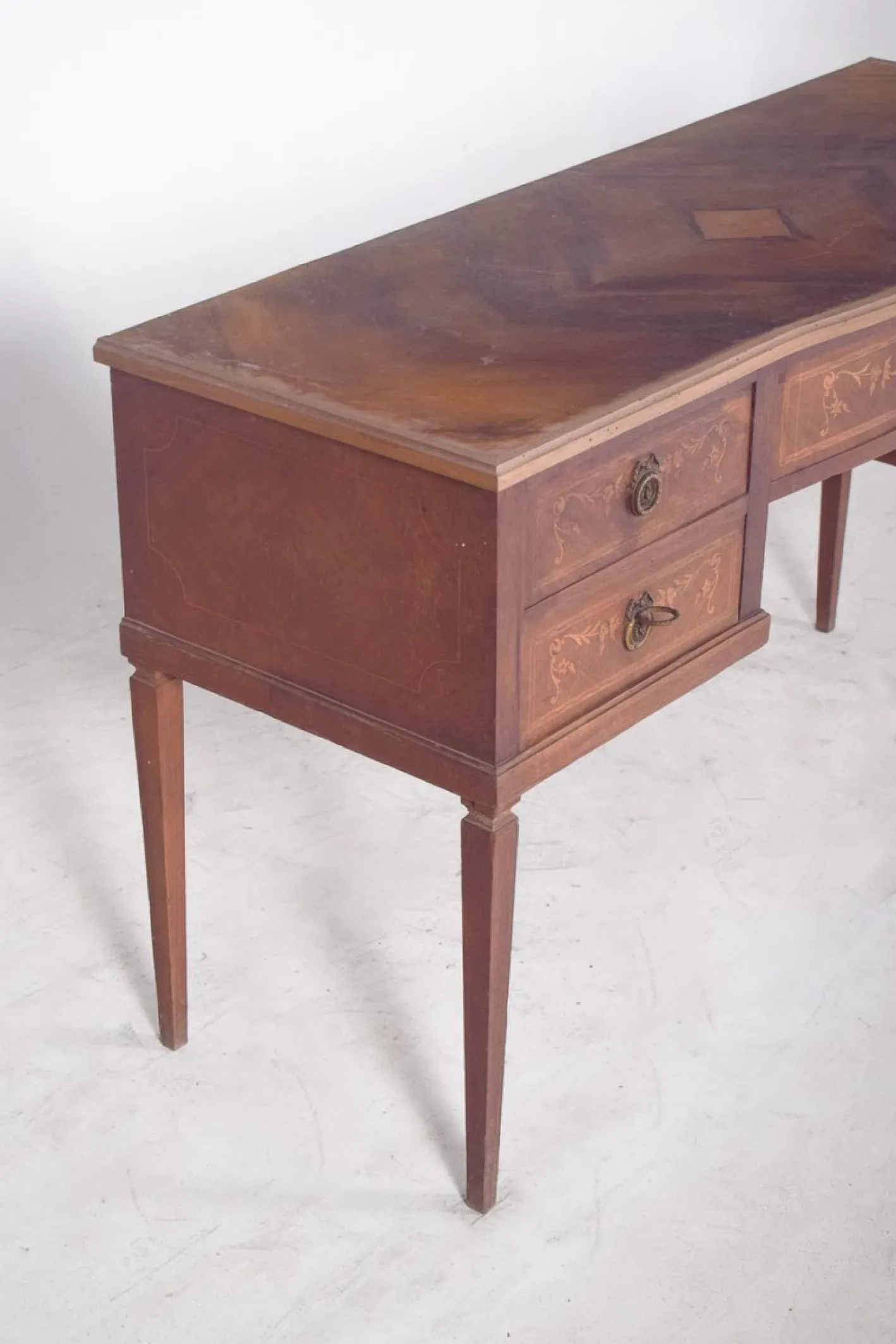 Vintage Frisiertisch aus Holz mit Intarsien, 1920er
