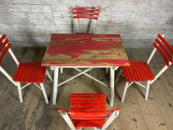 Vintage Gartengarnitur aus Eiche, 5er Set