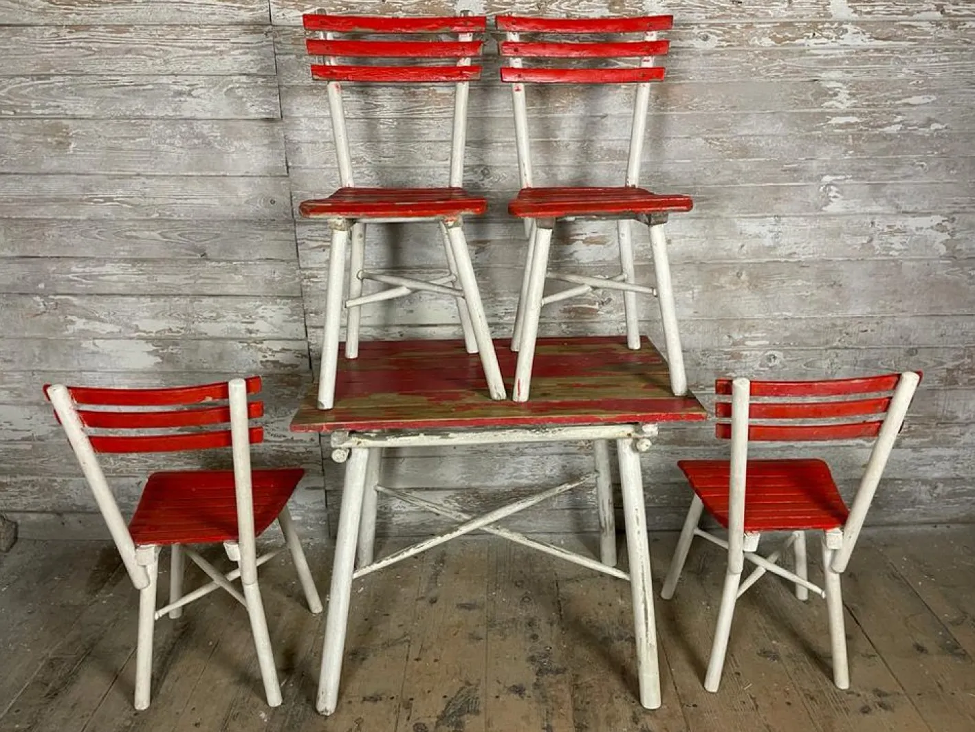 Vintage Gartengarnitur aus Eiche, 5er Set