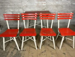 Vintage Gartengarnitur aus Eiche, 5er Set