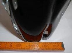 Vintage Handkerchief Vase aus schwarzem Muranoglas, 1970er